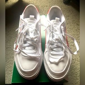 Adorable white and red bandana color Puma sneakers